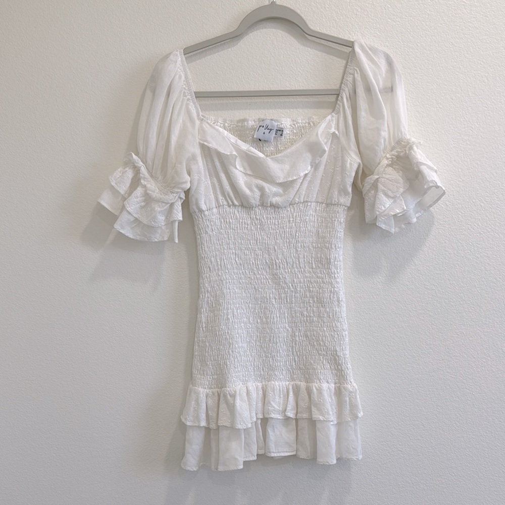 Polly Elegant White Ruffled Dress